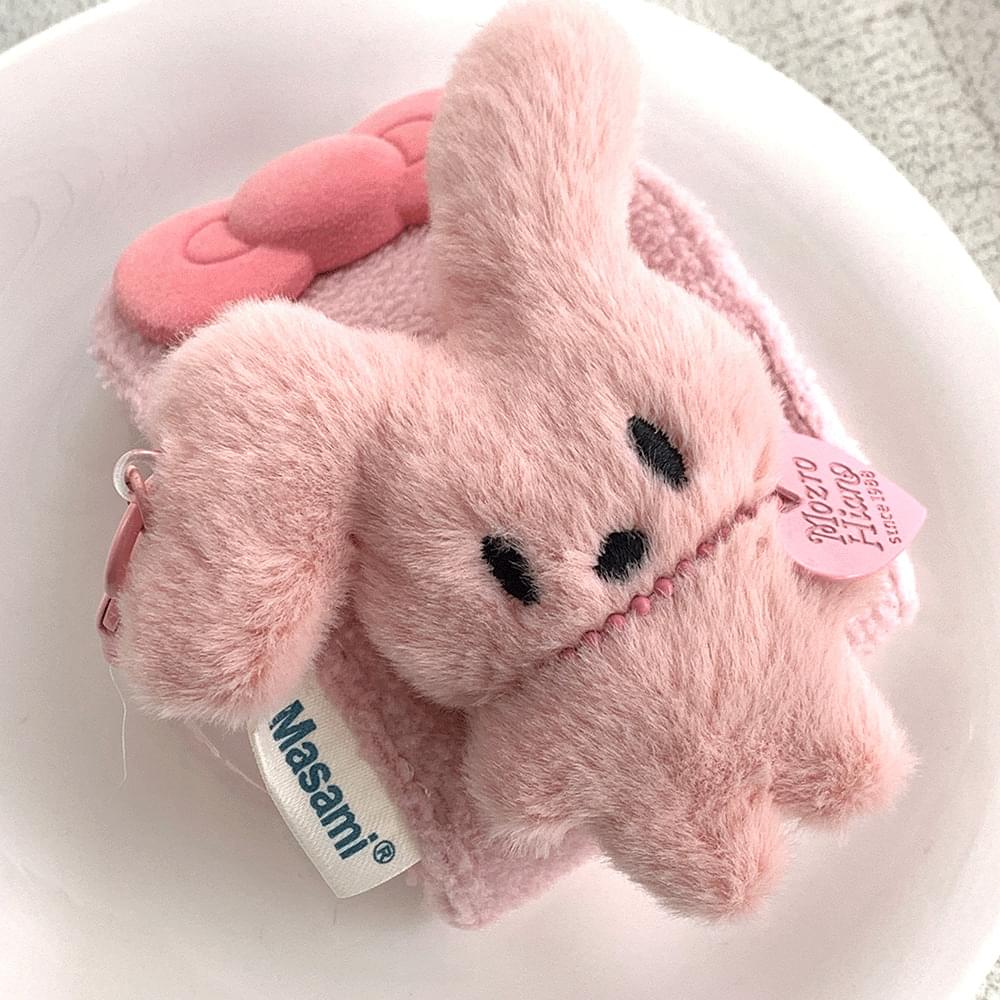 Moz pink rabbit school bag key ring fur doll airpod case