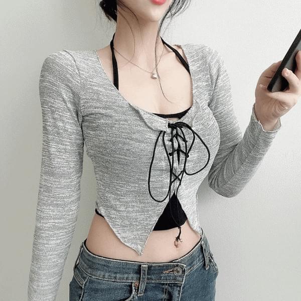Y2K Corset Kitsch Cardigan Halter Neck Sleeveless Set