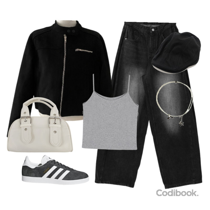 DAILYJOU 포도티 버클 코튼 헌팅캡,anyonemore 르비 별 펜던트 가죽 끈목걸이 (2color),porterna 버킨 골지 탱크 탑등을 매치한 코디