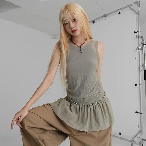 Bertie see-through shirring Dress (Ships Today)