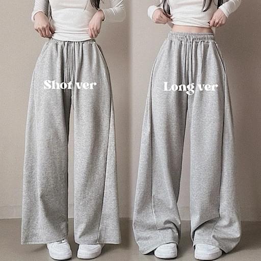 Side pleated pin tuck semi-wide training pants 4 colors
