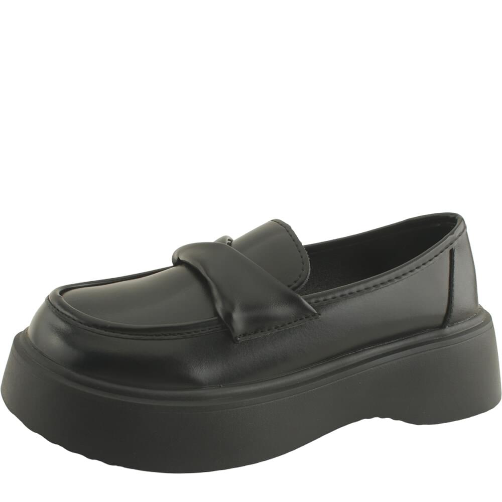 Modern Strap Wedge Mid Heel Loafer Shoes 5cm