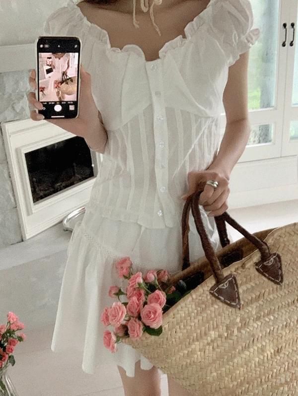 Grand Yerifit Off-Shoulder Frill Lace Pintuck Blouse - 2 Colors
