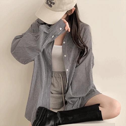 Mane Caranek Stripe Overfit Long Sleeve Shirt