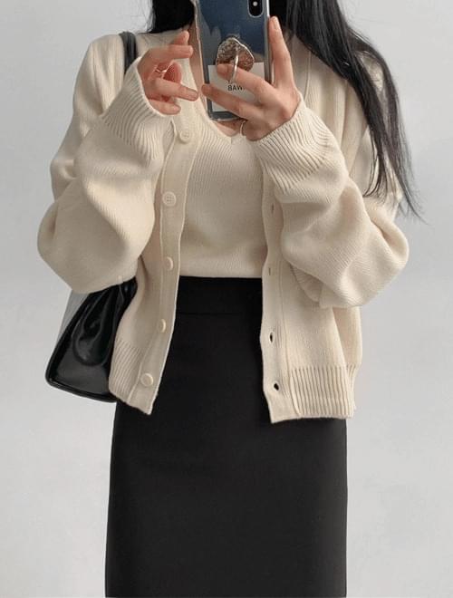 And Cardigan Knitwear Set - Sleeveless + cardigan set/2color