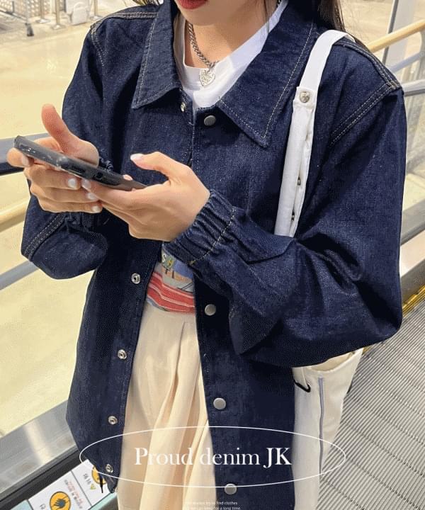 Proud denim jacket Dark Blue blue Blue blue denim jacket 2 color