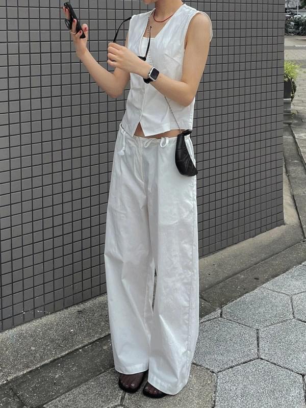 Luev Strap Nylon Wide Pants