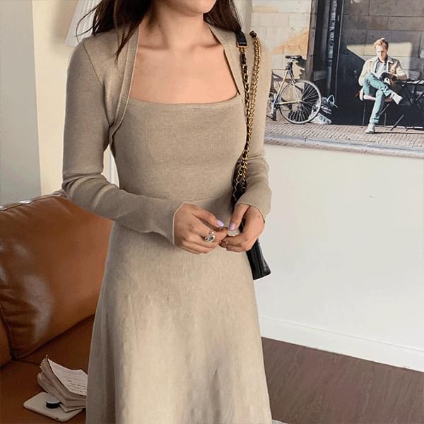 Koz Square Neck Knitwear Long One Dress