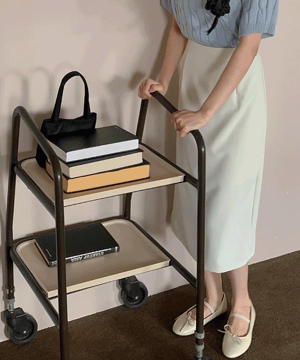 There's time Back banding H-line slit long skirt -4color