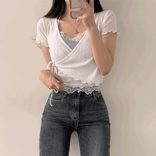 Cuteness Guaranteed Punching Wrap Cropped Short Sleeve T-shirt