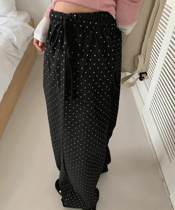 Starting Star Polka Dot Wide Balloon Fit Denim Pants Fall Jeans 2 Colors