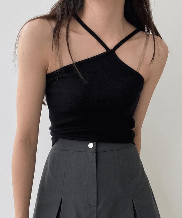 Bethe Halter Neck Unbalanced Unique Strap Sleeveless 4 color