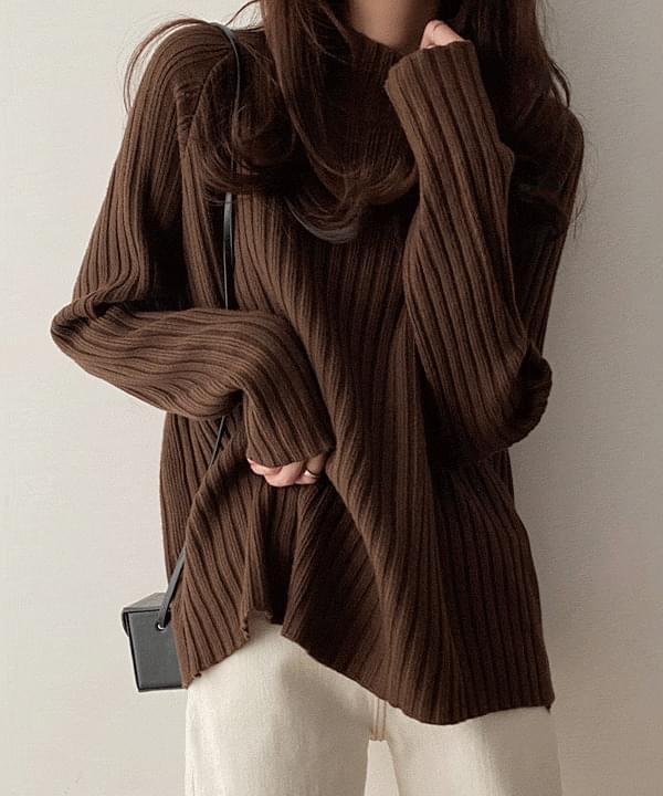 Brita Loose-fit Ribbed Half Turtleneck Knitwear 针织衫