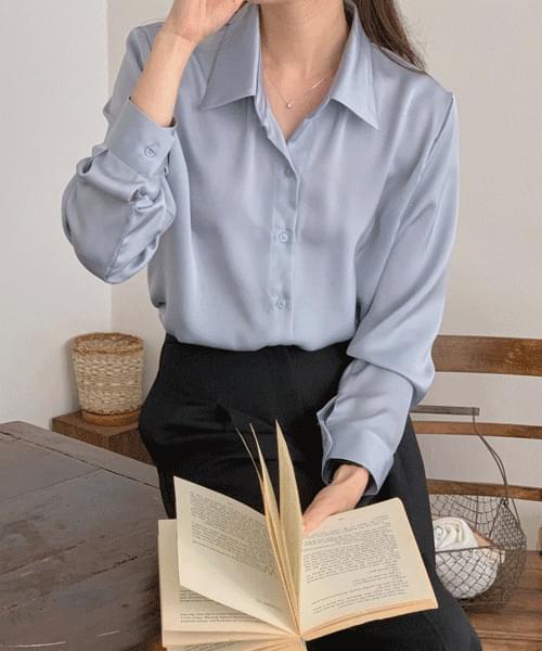 Luxurious mood basic crisp satin shirt blouse