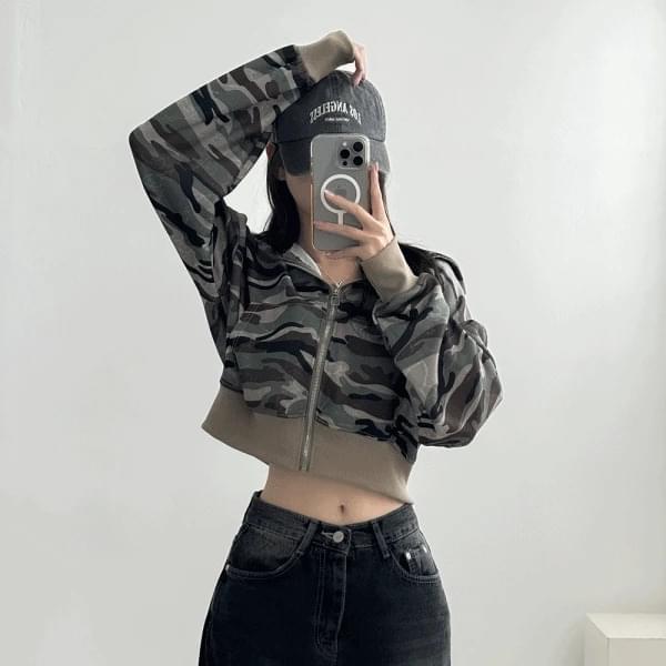 Camo Military Crop Hoodie