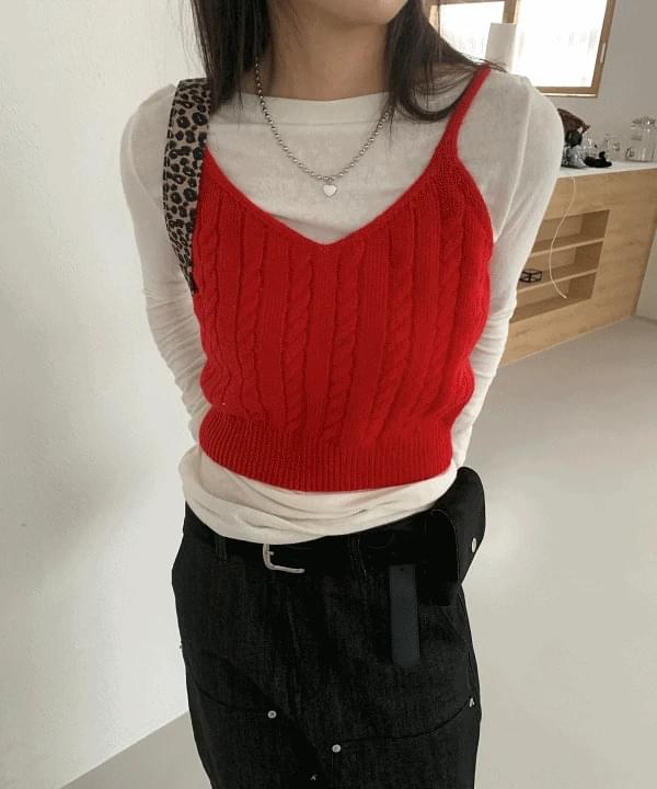 Any Vintage V-Neck Twisted Knitwear Bustier Knit Vest Spring 4 Colors