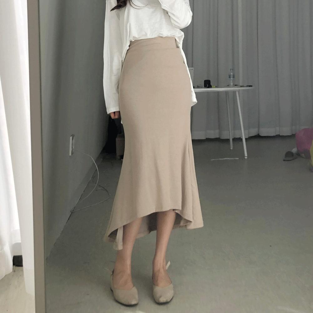 Kkuankuunbald mermaid inner banding midi skirt pink black lime orange beige gray white