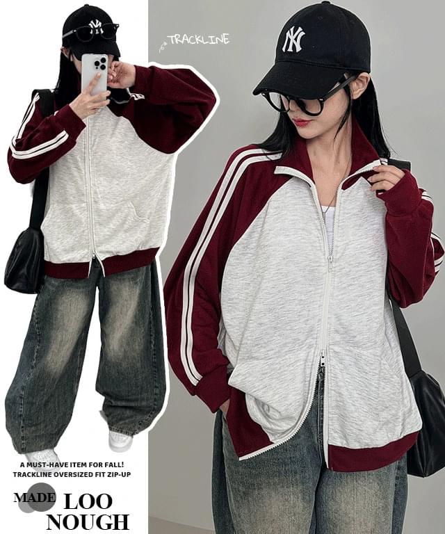 *Additional Fleece-lined* Fall essential track line overfit zip-up 拉鍊外套