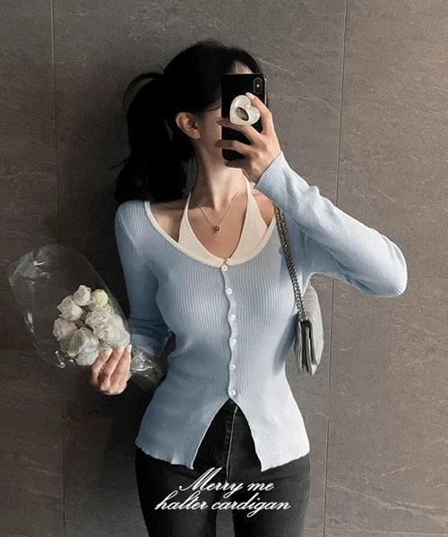 메리미 배색홀터레이어드 cardigan