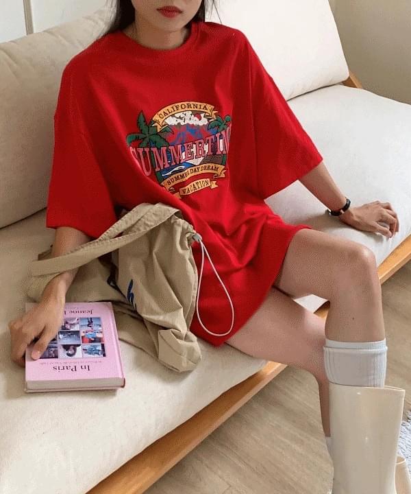 Summertime Printing Overfit Short Sleeve T-Shirt 3 Colors