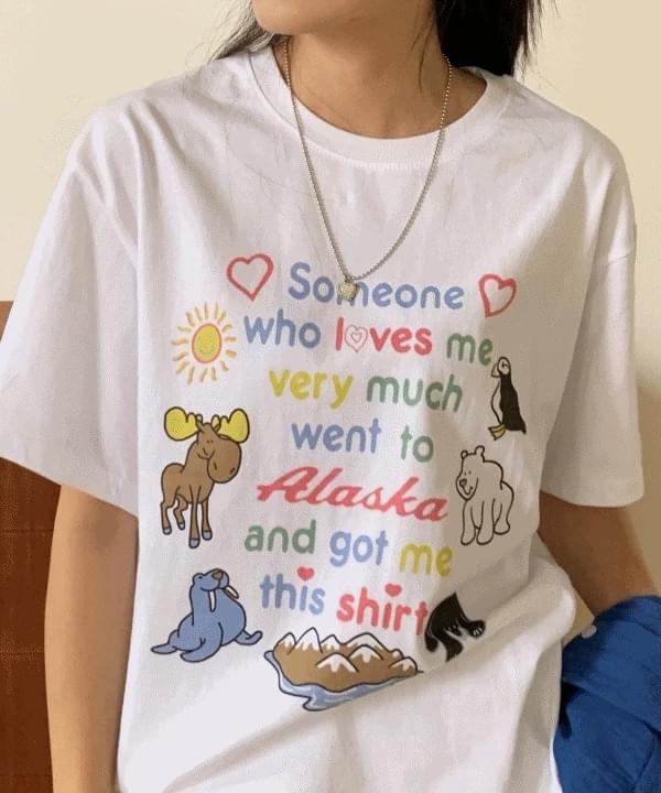 Someon Lettering Round Neck Fall Short Sleeve T-Shirt 2 Colors