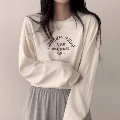 Paradise lettering crop overfit Sweatshirt