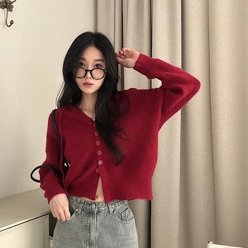 Day Hood Button Knitwear Cardigan 5color