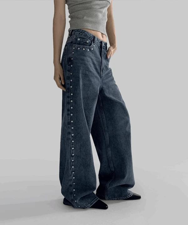 Cocori Rivet Wide Denim Pants
