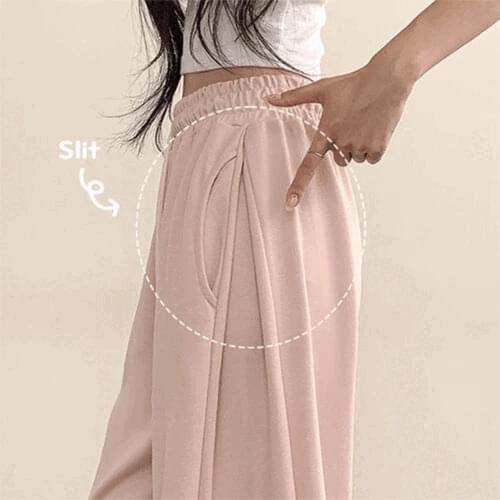 Ash banding side Split string wide training pants