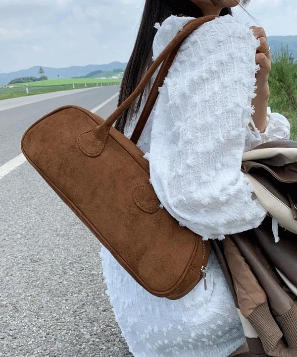 Longer suede leather long shoulder bag tote bag vintage guest look bag baguette bag 4 color 肩背包