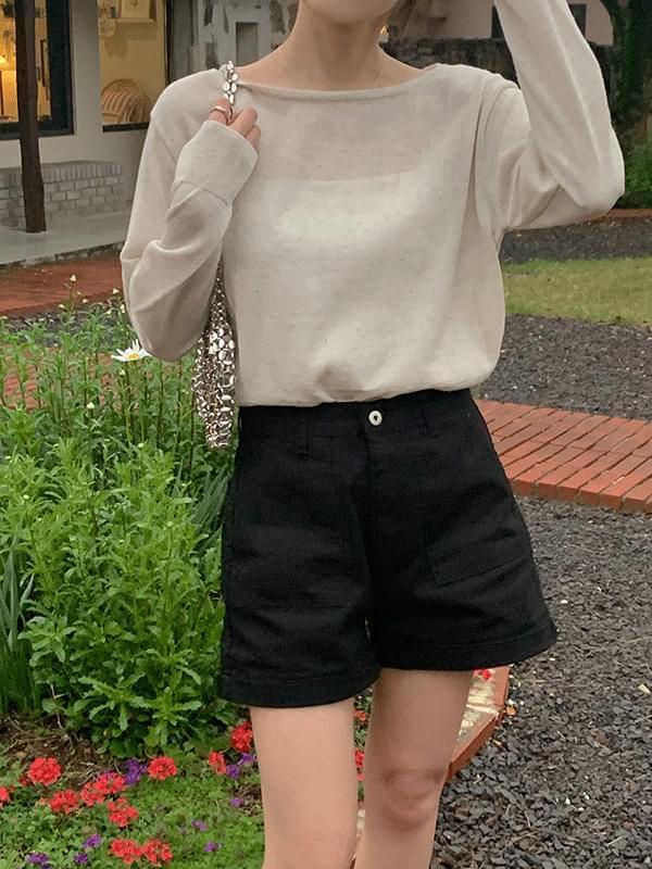 Weekly Linen Summer Boat Neck Crop Long Sleeve Knitwear (Ships Today)