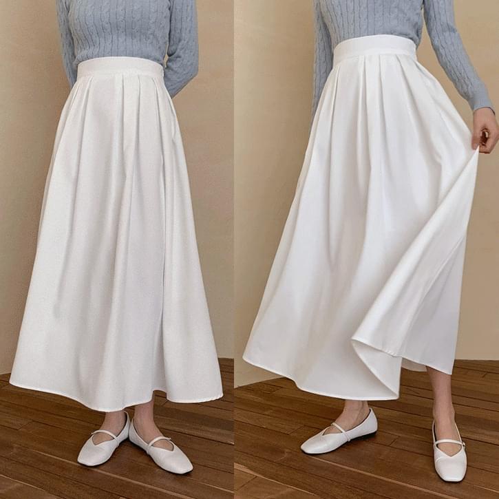 Double Pintuck 3 Half Bending Long Skirt