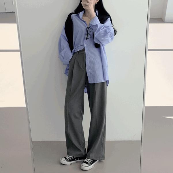Dallas Overfit Boxy Striped Shirt P0008724