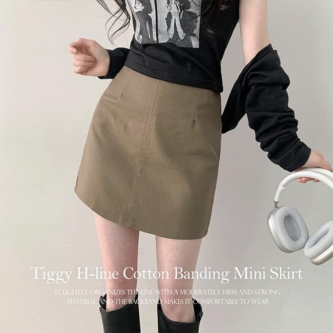 Tiggy H-line cotton back banding mini skirt