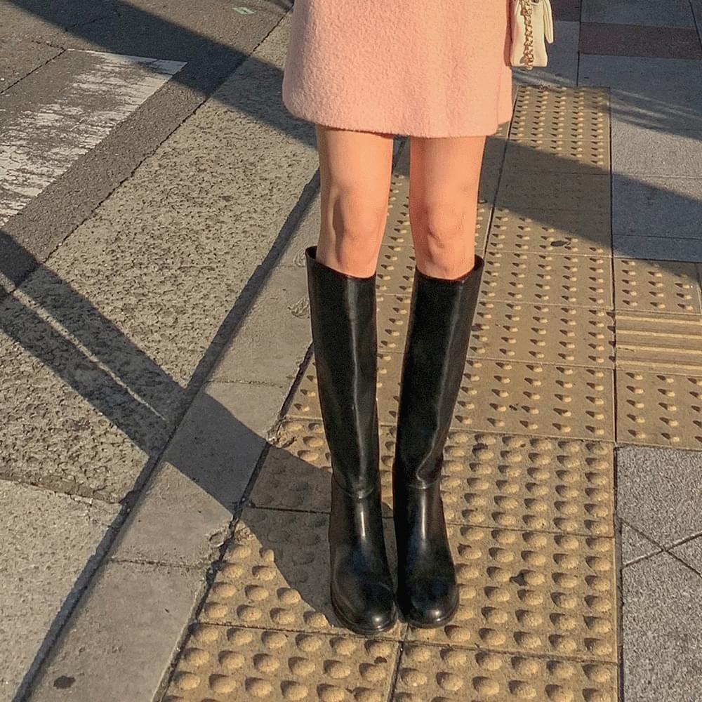3cm simple round nose long boots low heel high Split middle boots daily basic 5 size