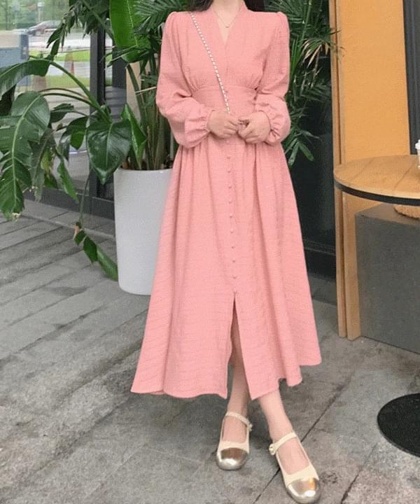 Corubelle Romantic Button Long Dress