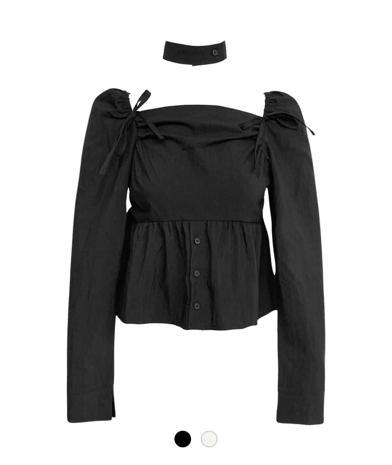Location Choker Ribbon Blouse