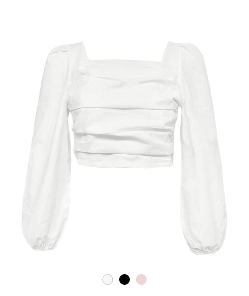 Pie shirring crop blouse