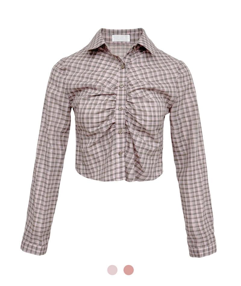 Candy shirring check shirt