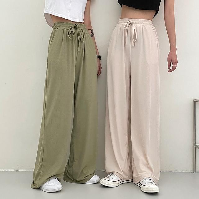 Pocket Ribbed Wide Long Banding Pants 长裤
