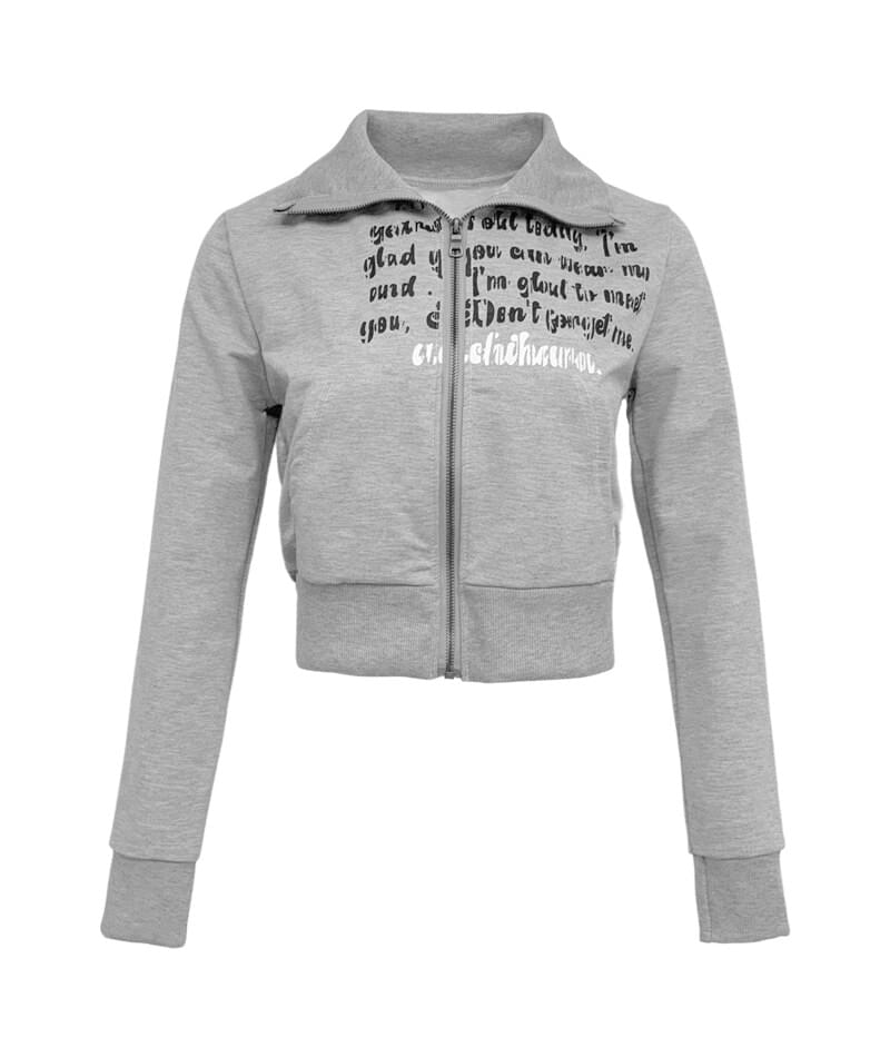 Lettering Crop Collar Zip-up