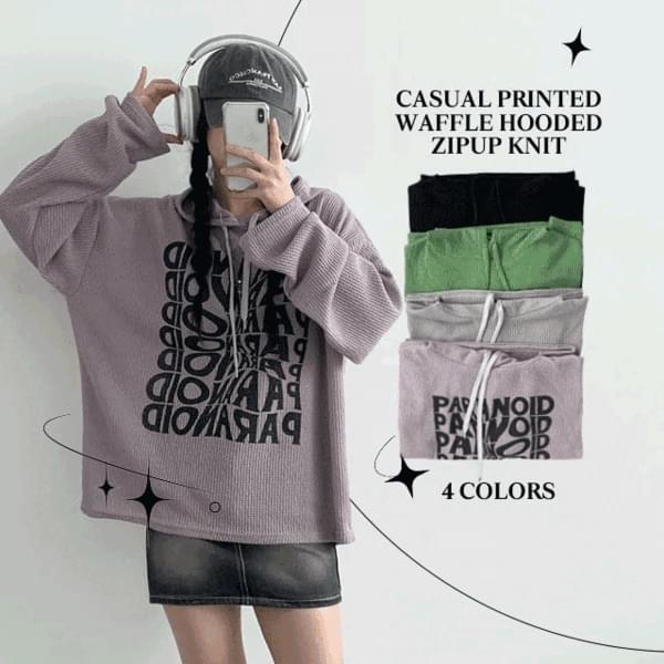 Lowest Price Pepe Lettering Hooded Waffle Overfit Knitwear Tee