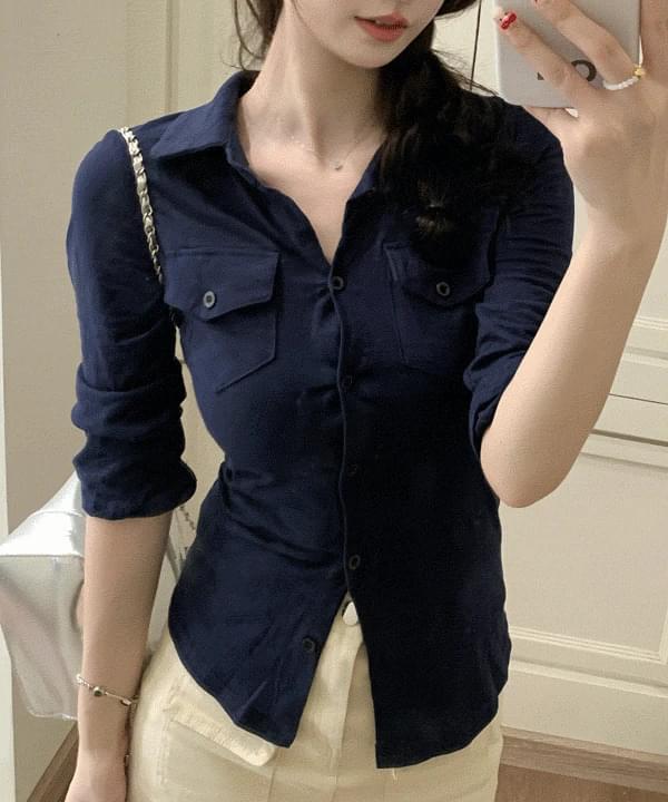 Chelian Slim Fit Pocket Collar Knitwear Shirt
