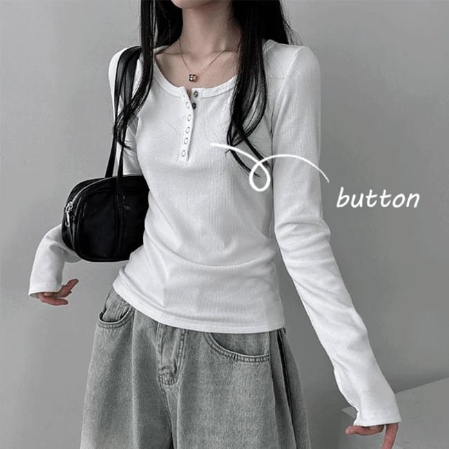 Bren Unek Snap Ribbed Long Sleeve Tee