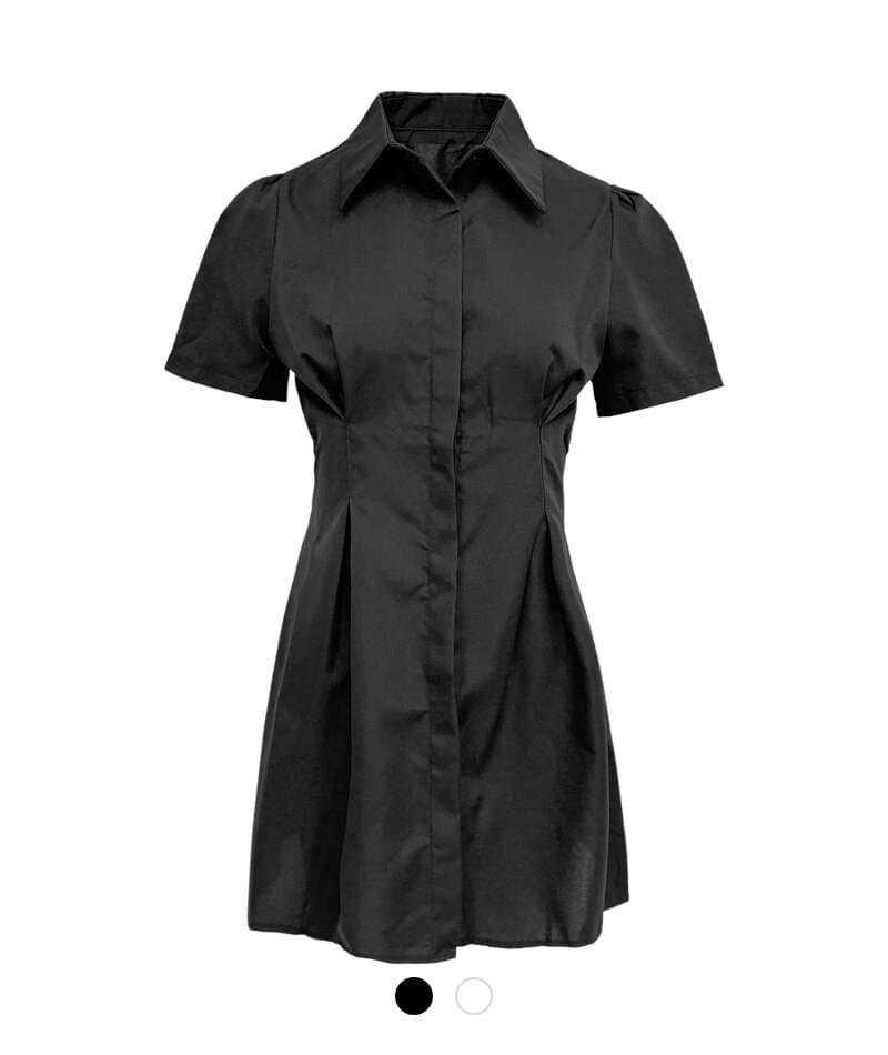 Pin tuck collar mini Dress