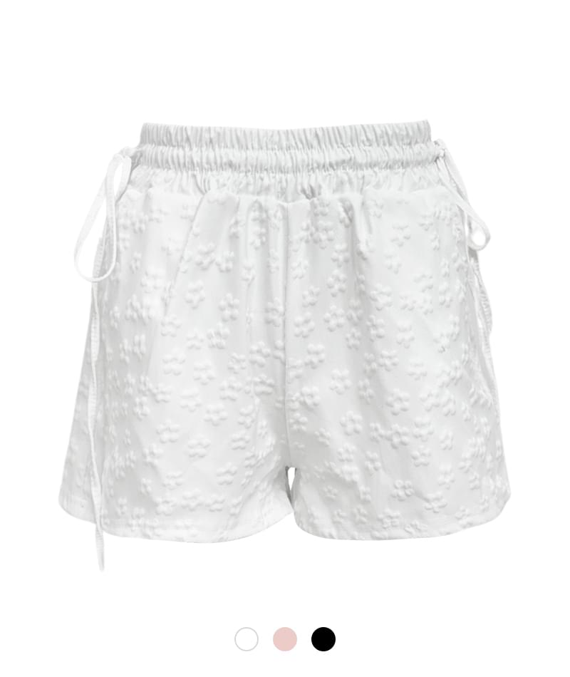 Floral embossed shorts