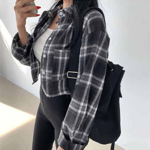 Pocket mood crop check Shirt
