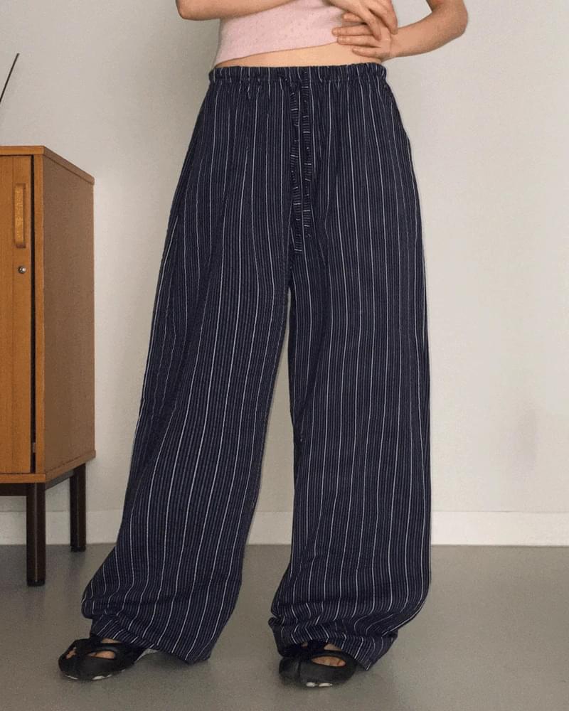 Obain Linen Stripe Wide Pants