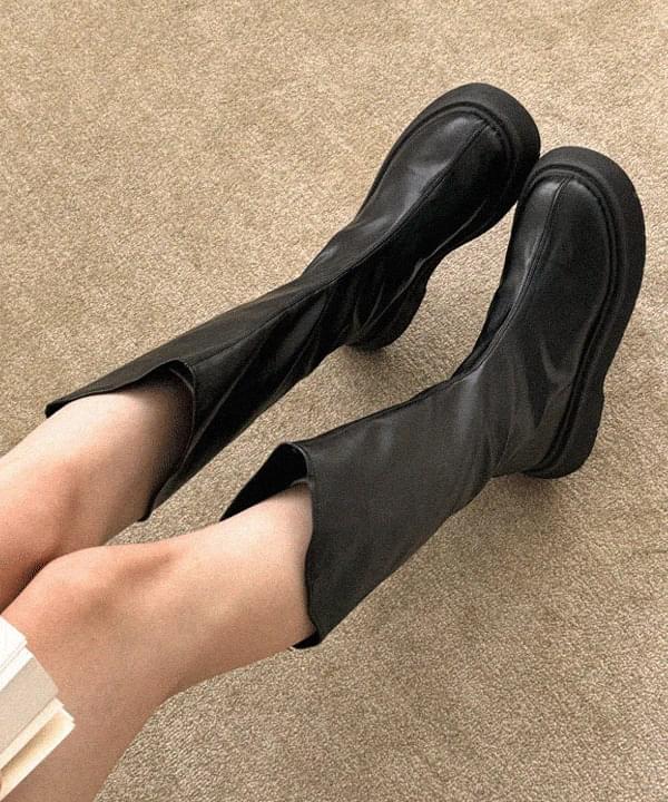 Freedin Back Zipper Leather Western Long Boots