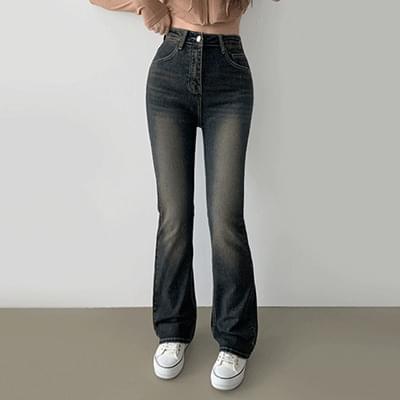 Retro dark deep Faded Flared pants